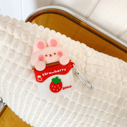 Funda Protectora para Audífonos Inalámbricos Diseño Fresa Leche en Silicona - Image 8