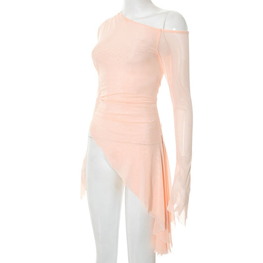 Blusa Elegante de Cuello Diagonal y Bajo Biselado - Image 13
