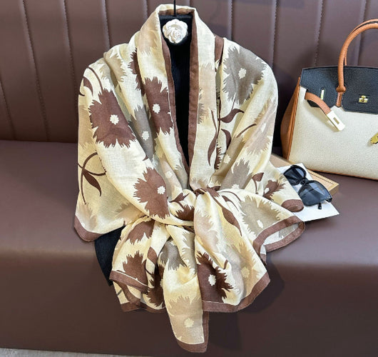 Pashmina de Algodón y Lino Estampada - Chal Abrigador Versátil - Image 18