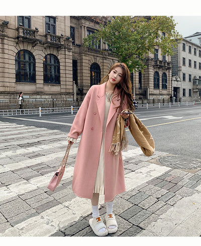 Abrigo de Lana Hepburn Coreano Suelto Midi para Otoño e Invierno - Image 32