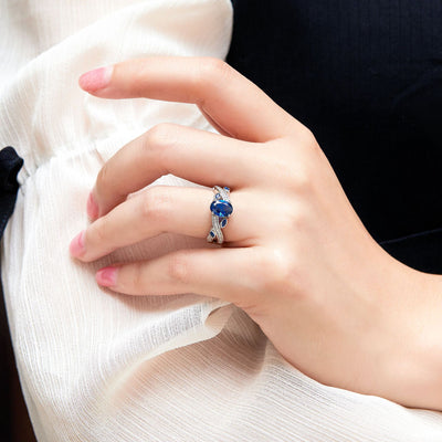 Anillo de Diamante Simulado en Zafiro para Mujer - Image 3
