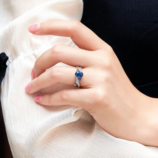Anillo de Diamante Simulado en Zafiro para Mujer - Image 3