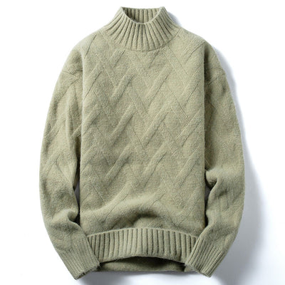 Suéter Cuello Alto Medio Hombre Tejido Coreano Holgado - Image 6