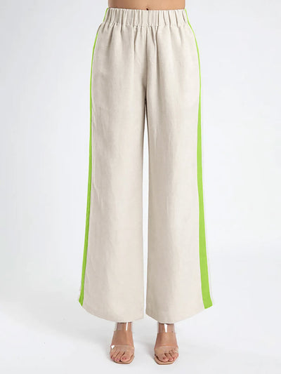 Conjunto Retro Mujer: Blusa Suelta con Cordones y Pantalón Ancho Cintura Alta - Image 5