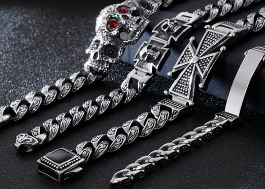 Pulsera de Acero Titanio con Calavera y Cruz - Diseño Dominio Vintage para Hombre - Image 7