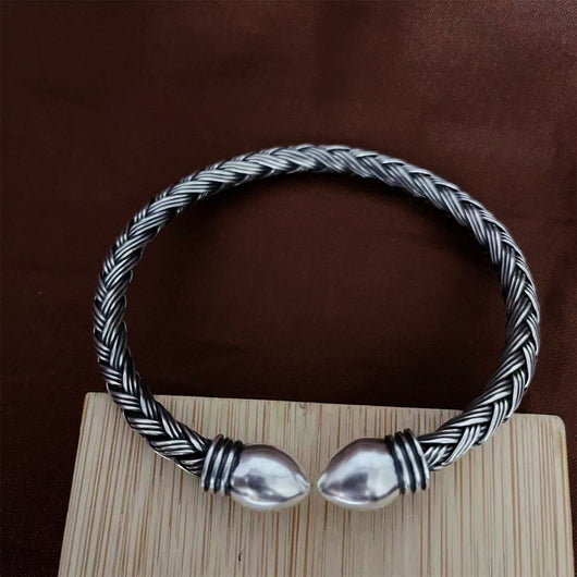 Pulsera de Plata S999 Tejida a Mano Personalizable - Estilo Retro y Moderno - Image 2