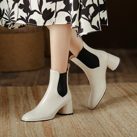 Botas Tobilleras de Tacón Alto Grueso Estilo Británico para Pareja - Image 9