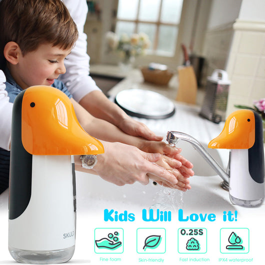 Dispensador Automático de Jabón Espuma Infantil con Sensor - Pingüino Cartoon Recargable USB - Image 7