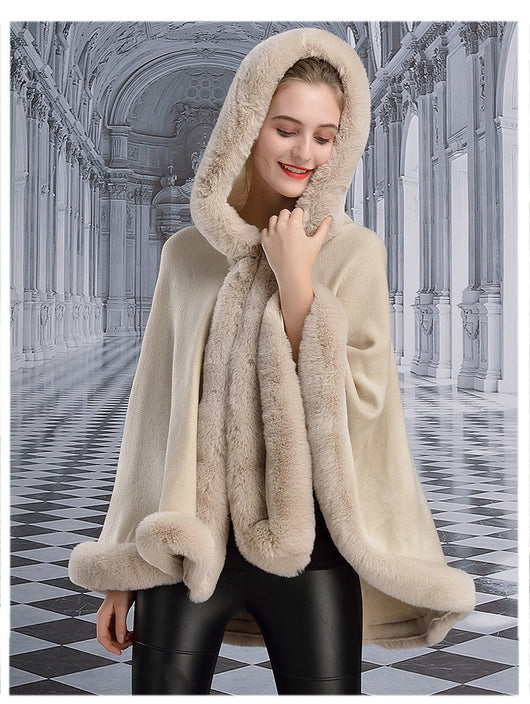 Capa Elegante con Capucha de Piel de Conejo Rex - Estilo Europeo y Americano - Image 10