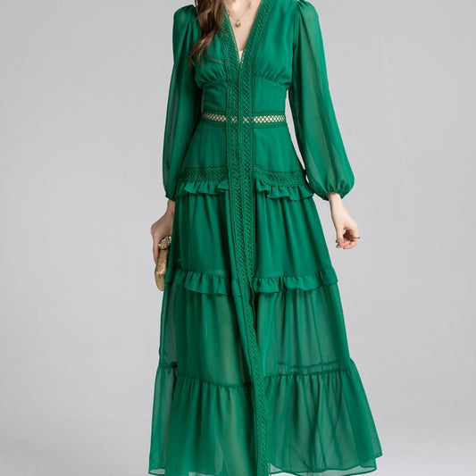 Vestido Largo Ajustado con Cintura Hueca - Diseño Elegante y Sofisticado