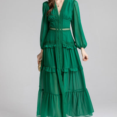 Vestido Largo Ajustado con Cintura Hueca - Diseño Elegante y Sofisticado