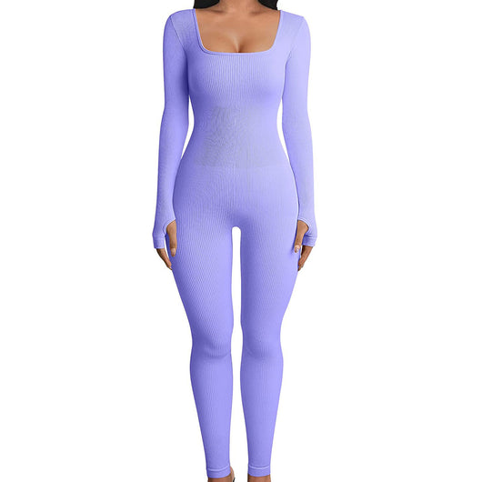 Jumpsuit Deportivo Mujer Manga Larga Cuello Cuadrado Yoga - Image 13