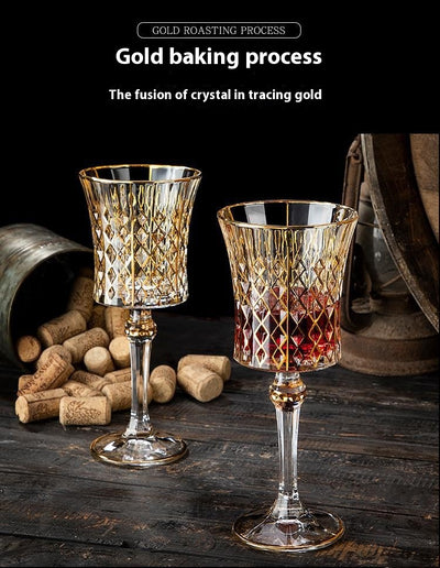 Juego de Copas de Vino Tinto Cristal Dorado Estilo Europeo - Image 20