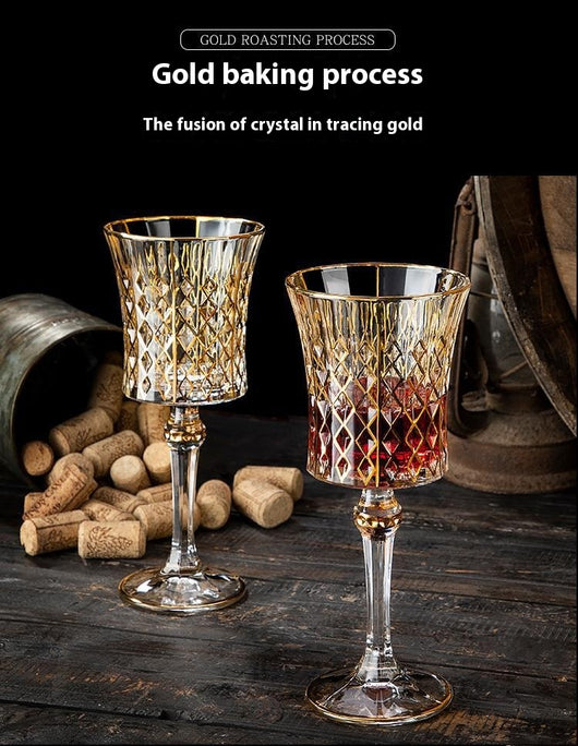 Juego de Copas de Vino Tinto Cristal Dorado Estilo Europeo - Image 20