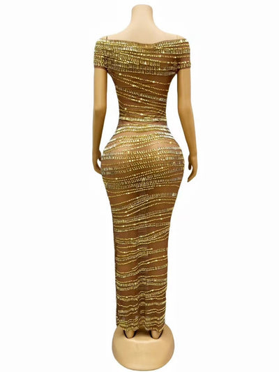 Vestido de Noche Brillante con Cristales Rhinestone - Traje de Gala Elegante - Image 3