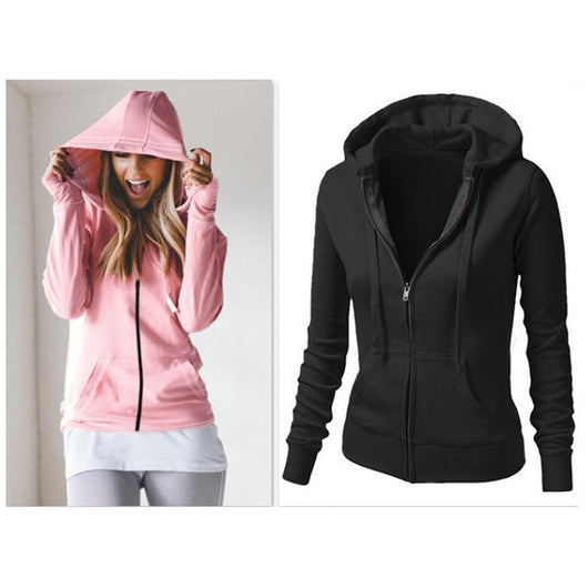 Sudadera Hoodie Larga Mujer - Abrigo Casual de Color Liso - Image 3