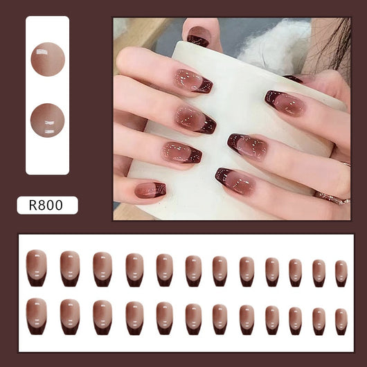 Uñas Postizas con Degradado Color Block - Set de 24 Piezas para un Look Sofisticado - Image 12