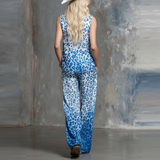 Conjunto Estampado Animal Print: Blusa Suelta y Pantalón a Juego - Image 3
