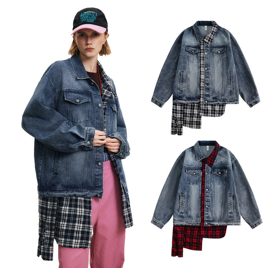 Chaqueta Denim con Costuras Irregulares y Efecto Dos Piezas - Image 28