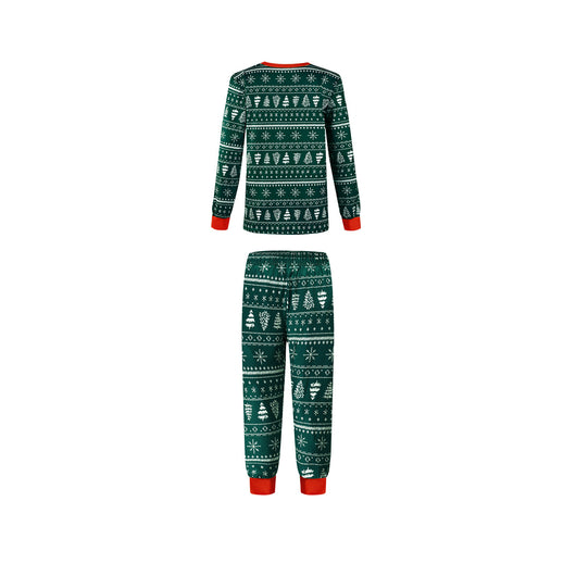 Red and white Christmas print one-piece pajama suit with moose, snowflake, and Christmas tree patterns. - Image 25