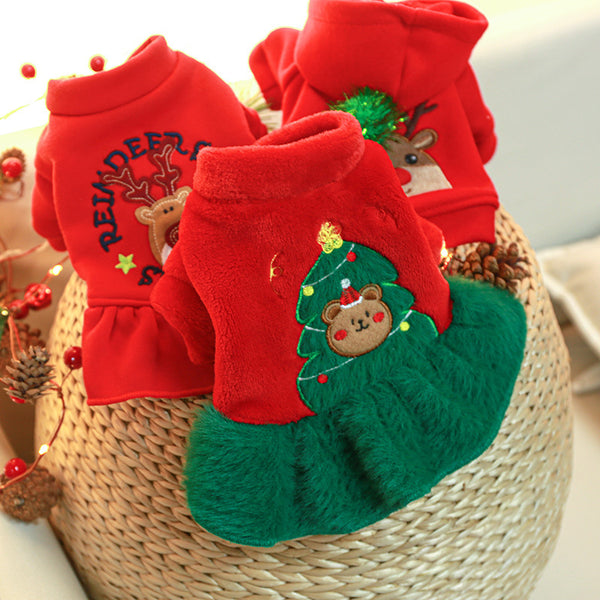 Ropa Festiva para Perros y Gatos - Conjunto Rojo Navideño