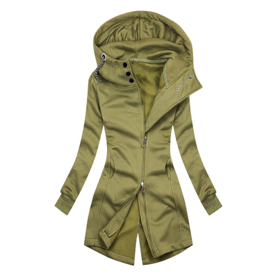 Sudadera con Capucha Casual Bicolor para Mujer con Cierre Deslizante Doble - Image 3