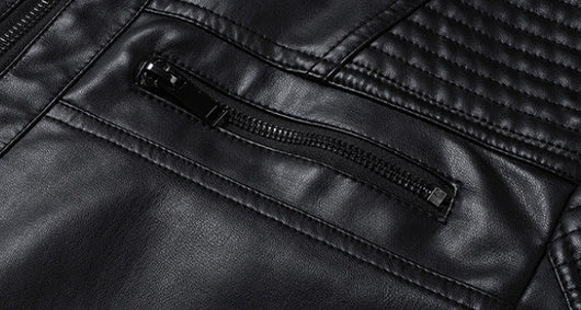 Chaqueta de Cuero para Hombre Slim Fit con Cuello de Pie - Abrigo Biker Premium - Image 14