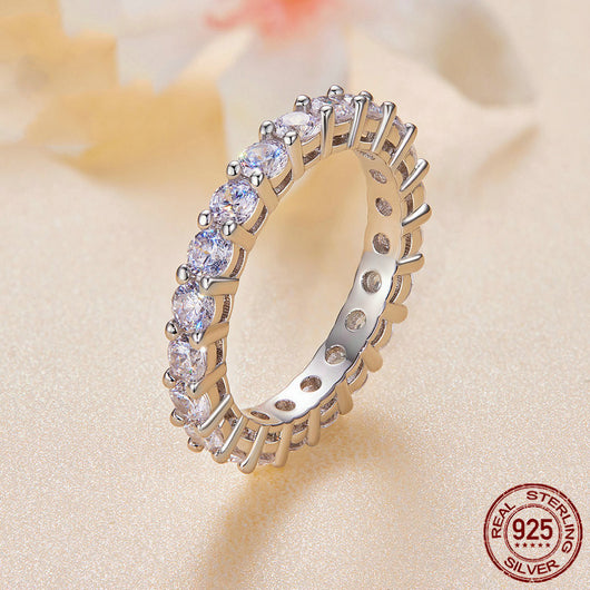 Anillo de Mosonita con Diamantes Brillantes Pareados - Image 10