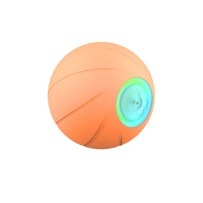 Orange smart rolling ball cat toy with a glowing blue-green light, designed for interactive play and boredom relief. - Image 5