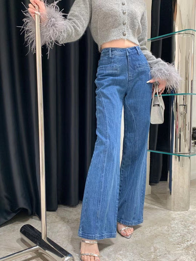 Pantalones Vaqueros Talle Alto con Moño y Pierna Ancha - Image 8