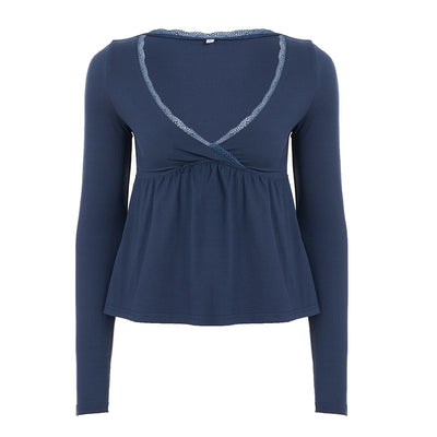Playera de Encaje Escote V Mujer - Estilo Pure Hot Girl - Image 6
