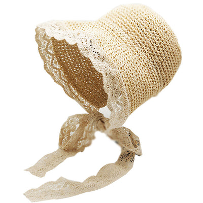 Sombrero de Paja con Moño de Encaje Coreano Plegable - Image 6