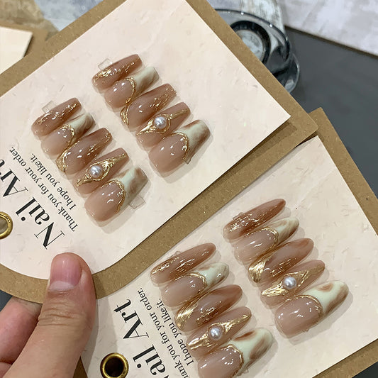 Uñas Postizas Diseño Otoño Invierno - Manicura Artesanal Lista para Usar - Image 2