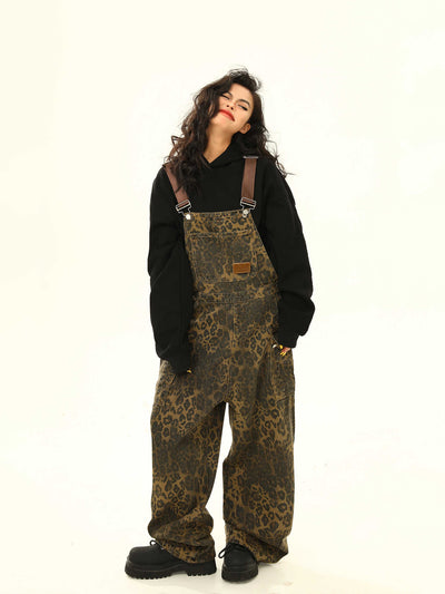 Pantalón Cargo Leopardo con Tirantes Ancho Pierna Suelta - Image 2