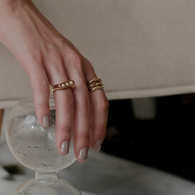 Anillo de Perla Geométrico Minimalista para Mujer - Image 12