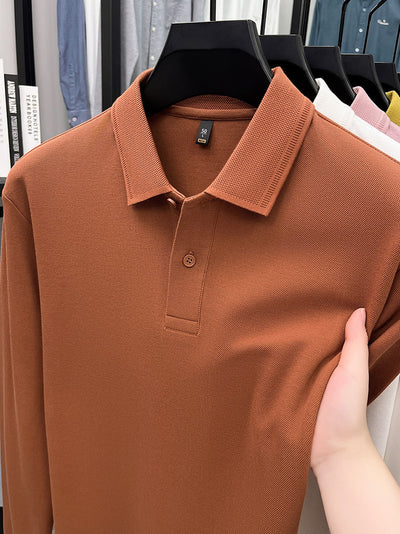 Polo de Algodón Mercerizado Manga Larga para Hombre - Ropa Casual Primavera Otoño - Image 34