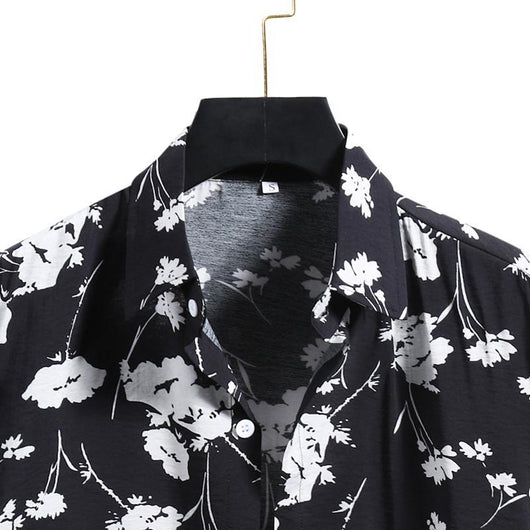 Camisa Casual de Manga Corta con Estampado Floral para Hombre - Image 7