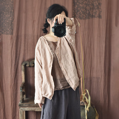Camisa de Lino Lavado con Mangas Farol y Diseño Artístico Vintage - Image 2