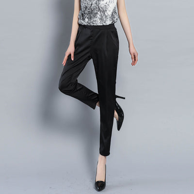 Pantalones Casuales Talla Grande Elásticos de Satén para Mujer - Image 4