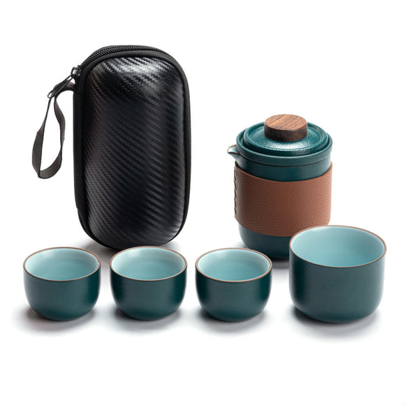 Juego de Té Portátil para Viajes con Tetera y Cuatro Tazas
