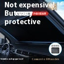 Black perforated roller blind with suction cups for window sun protection, measuring 60x40cm, shown extended. - Image 19