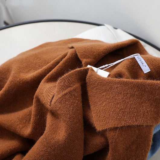 Suéter Oversize de Cuello Polo Grueso para Otoño Invierno - Image 19