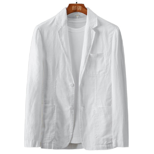 Traje de Lino Liso para Hombre - Primavera y Verano - Image 5