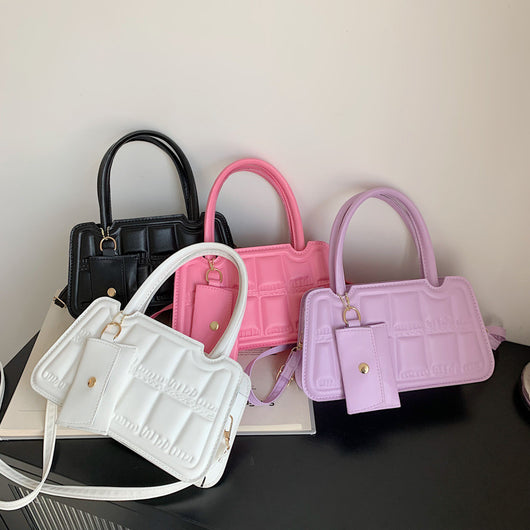 Bolsa de Hombro Multicolor con Textura Grid y Billetera - Tote Elegante para Mujer - Image 10