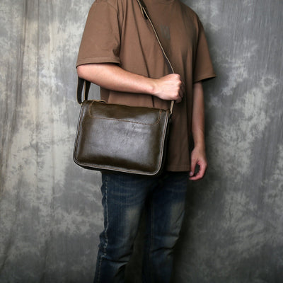 Bolsa Bandolera de Cuero Genuino para Hombre Hecha a Mano - Image 14