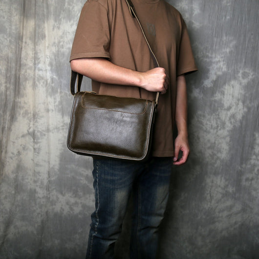 Bolsa Bandolera de Cuero Genuino para Hombre Hecha a Mano - Image 14