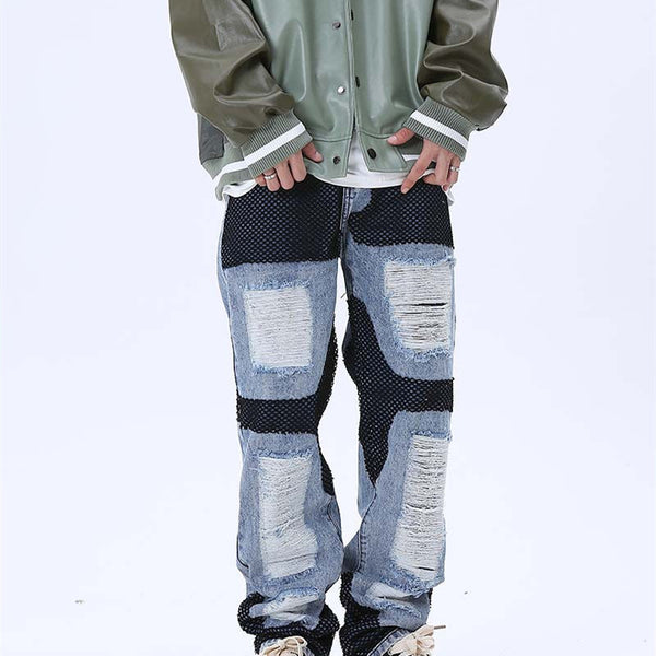 Jeans Holgados Casuales para Hombre con Detalles Deshilachados