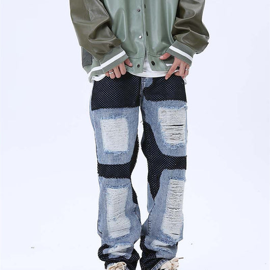 Jeans Holgados Casuales para Hombre con Detalles Deshilachados