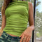Blusa sin Mangas Cuello Redondo con Fruncido Ajustado