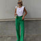 Women's Red High Waisted Wide Leg Straight Jeans